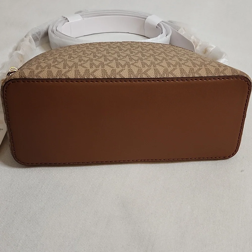 Michael Kors Camel Multi MD Dome Crossbody Bag w/ Coordinating Snap Wallet Set